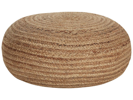Pouffe Beige Natural Colour Jute Woven  50 cm EPS Filling Round Boho Style Ottoman Beliani