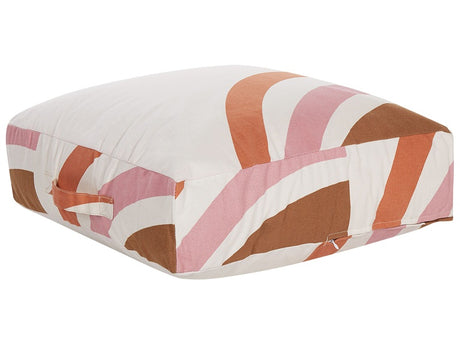 Floor Cushion Multicolour Cotton 50 x 50 x 20 cm Abstract Pattern Square Fabric Seating Pouffe Beliani