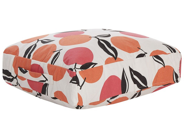 Floor Cushion Multicolour Cotton 50 x 50 x 20 cm Fruits Pattern Square Fabric Seating Pouffe Beliani