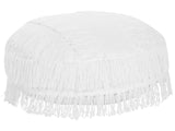 Seating Cushion White Cotton EPS Filling Round  50 cm Fluffy Boho Style Ottoman Floor Pillow Beliani