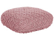 Floor Cushion Pink Cotton 50 x 50 x 20 cm Macrame Pattern Square Fabric Seating Pouffe Beliani