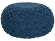 Pouffe Navy Blue Colour Cotton EPS Filling Round  50 cm Macrame Design Boho Style Ottoman Beliani