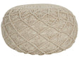 Pouffe Navy Beige Colour Cotton EPS Filling Round ⌀ 50 cm Macrame Design Boho Style Ottoman Beliani