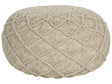 Pouffe Navy Beige Colour Cotton EPS Filling Round  50 cm Macrame Design Boho Style Ottoman Beliani