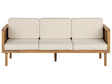 3 Seater Garden Sofa Light Acacia Wood Light Beige Cushions Padding Slatted Design Outdoor Patio Modern Style Beliani