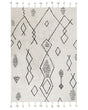 Rug Off-White Black Cotton 140 x 200 cm Geometric Pattern Runes Tribal Tassels Oriental Beliani