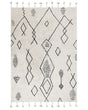Rug Off-White Black Cotton 140 x 200 cm Geometric Pattern Runes Tribal Tassels Oriental Beliani