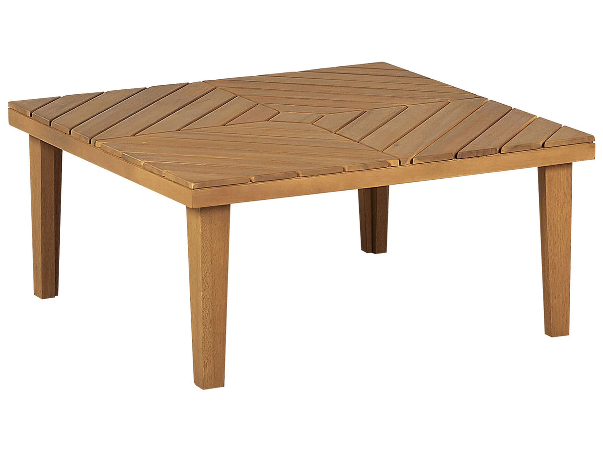 Outdoor Coffee Table Light Acacia Wood 70 x 70 cm Slatted Top Modern Natural Design Beliani