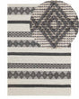 Area Rug Beige and Grey Wool Polyester 140 x 200 cm Hand Woven Geometric Pattern Boho Living Room Bedroom Beliani