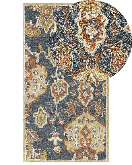 Area Rug Mulitcolour Wool 80 x 150 cm Thick Dense Pile Oriental Pattern Beliani