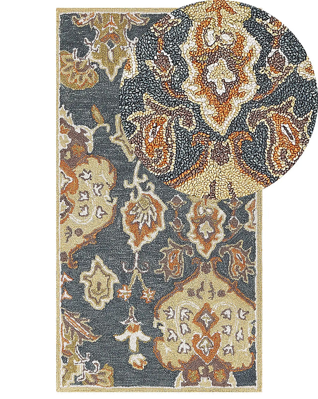 Area Rug Mulitcolour Wool 80 x 150 cm Thick Dense Pile Oriental Pattern Beliani