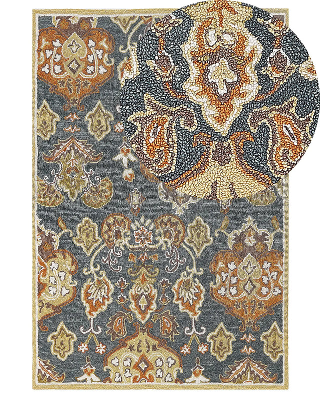 Area Rug Mulitcolour Wool 140 x 200 cm Thick Dense Pile Oriental Pattern Beliani