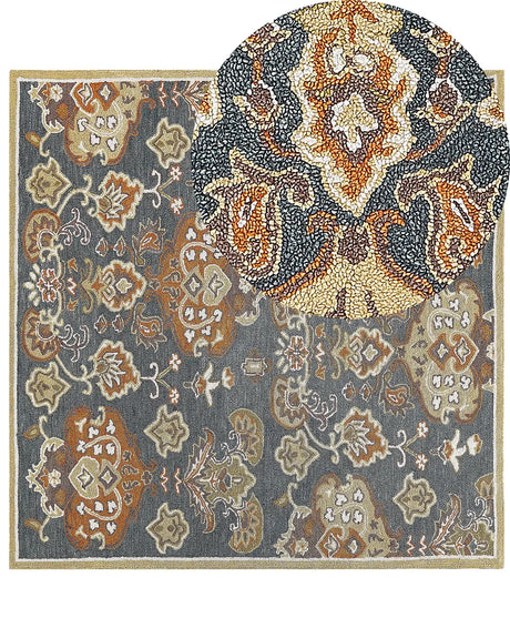 Area Rug Mulitcolour Wool 200 x 200 cm Thick Dense Pile Oriental Pattern Beliani