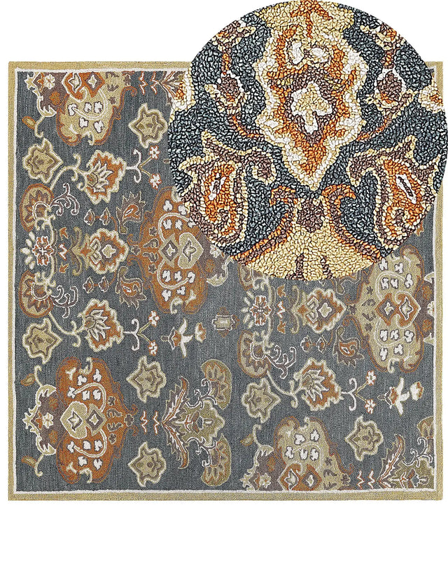 Area Rug Mulitcolour Wool 200 x 200 cm Thick Dense Pile Oriental Pattern Beliani