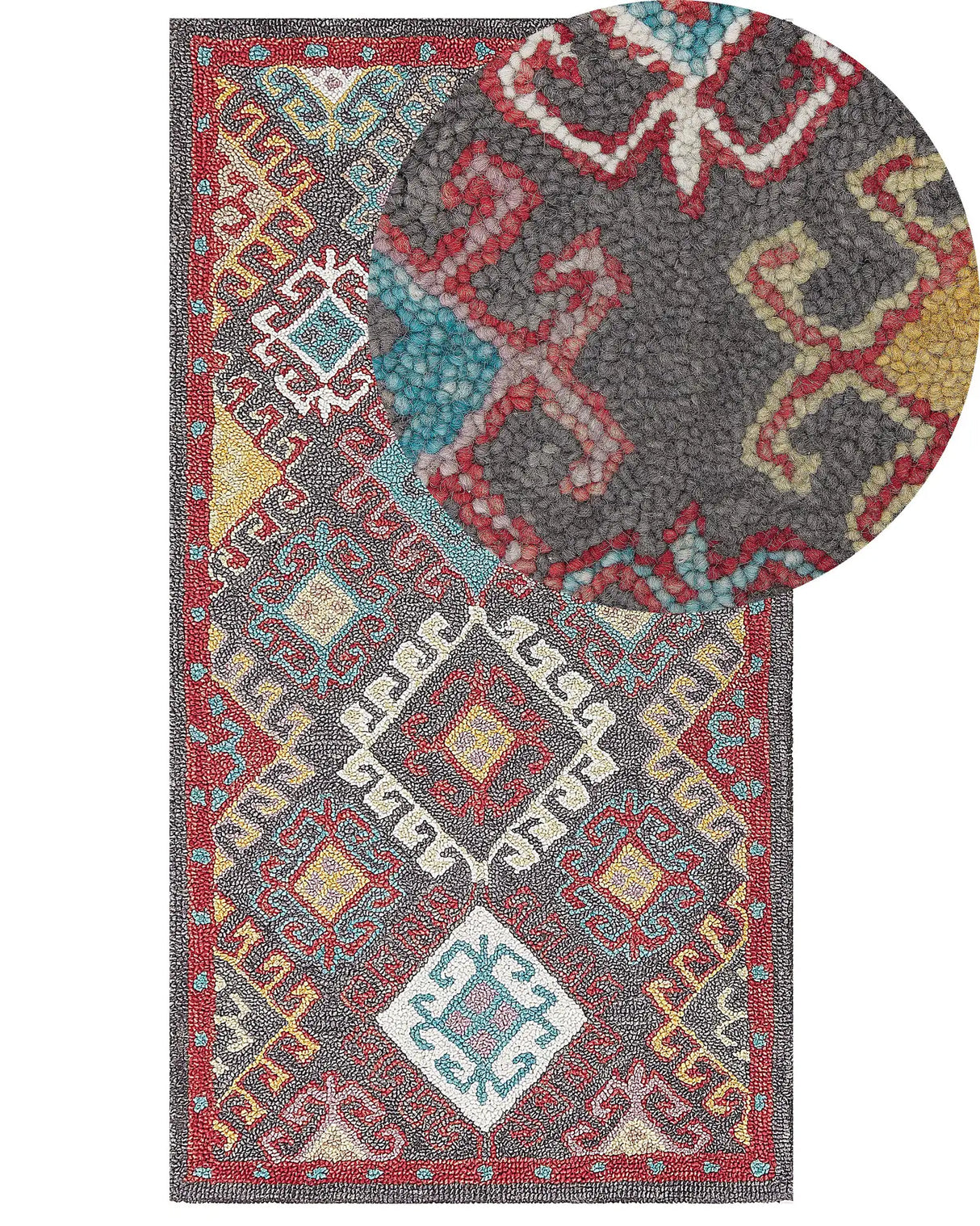 Area Rug Mulitcolour Wool 80 x 150 cm Thick Dense Pile Oriental Pattern Kilim Beliani