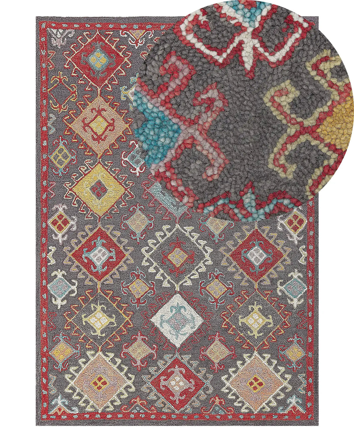Area Rug Mulitcolour Wool 140 x 200 cm Thick Dense Pile Oriental Pattern Kilim Beliani
