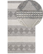 Area Rug Light Beige and Grey Wool Polyester 80 x 150 cm Hand Woven Geometric Pattern Boho Living Room Bedroom Beliani