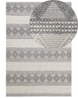 Area Rug Light Beige and Grey Wool Polyester 160 x 230 cm Hand Woven Geometric Pattern Boho Living Room Bedroom Beliani