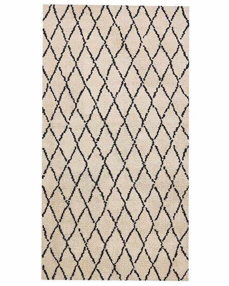 Area Rug Beige and Black 80 x 150 cm Geometric Pattern Modern Living Room Bedroom Beliani