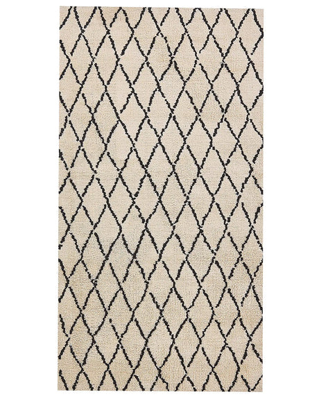 Area Rug Beige and Black 80 x 150 cm Geometric Pattern Modern Living Room Bedroom Beliani