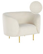 Armchair White Boucle Fabric Soft Nubby Gold Legs Retro Glam Art Decor Style Beliani