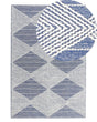 Area Rug Light Beige and Blue Wool Polyester 140 x 200 cm Hand Woven Geometric Pattern Boho Living Room Bedroom Beliani