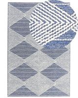 Area Rug Light Beige and Blue Wool Polyester 160 x 230 cm Hand Woven Geometric Pattern Boho Living Room Bedroom Beliani