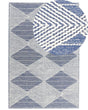 Area Rug Light Beige and Blue Wool Polyester 160 x 230 cm Hand Woven Geometric Pattern Boho Living Room Bedroom Beliani