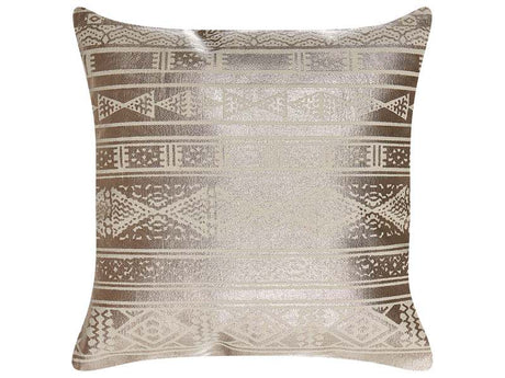 Decorative Cushion Gold  Cotton 50 x 50 cm Geometric Pattern Foil Print Glamour Decor Accessories Beliani