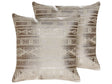 Set of 2 Decorative Cushions Rose GoldCotton 50 x 50 cm Geometric Pattern Foil Print Glamour Decor Accessories Beliani