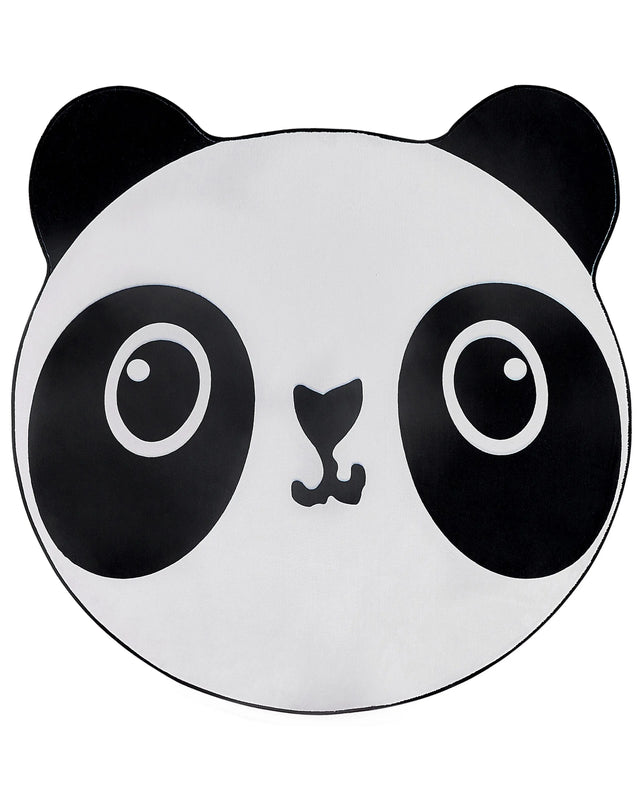 Kids Rug White and Black Polyester  120 cm Playroom Mat Animal Panda Print Beliani