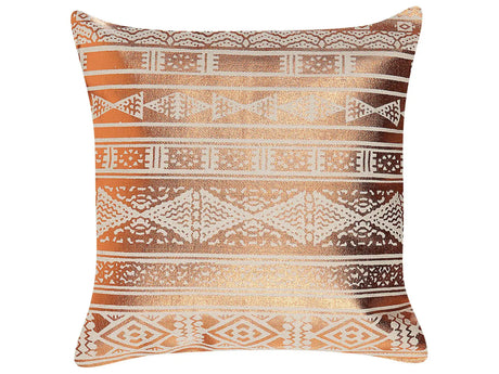Decorative Cushion Copper Cotton 50 x 50 cm Geometric Pattern Foil Print Glamour Decor Accessories Beliani