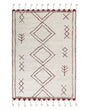 Rug Off-White Dark Red Cotton 140 x 200 cm Geometric Pattern Runes Tribal Tassels Oriental Beliani