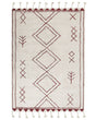 Rug Off-White Dark Red Cotton 160 x 230 cm Geometric Pattern Runes Tribal Tassels Oriental Beliani