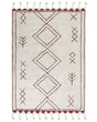 Rug Off-White Dark Red Cotton 160 x 230 cm Geometric Pattern Runes Tribal Tassels Oriental Beliani