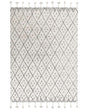 Rug Off-White Black Cotton 140 x 200 cm Geometric Pattern Runes Tribal Tassels Oriental Beliani