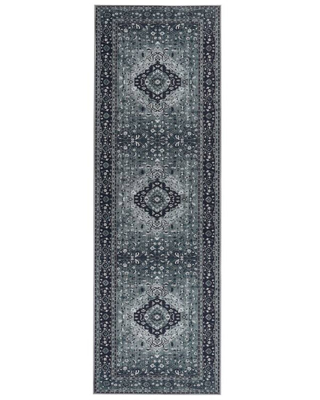 Runner Rug Grey Polyester 80 x 240 cm Hallway Kitchen Runner Long Carpet Anti-Slip Backing Beliani