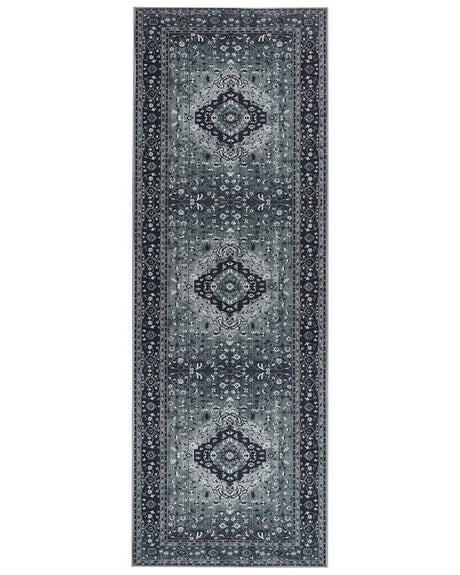 Runner Rug Grey Polyester 70 x 200 cm Hallway Kitchen Runner Long Carpet Anti-Slip Backing Beliani