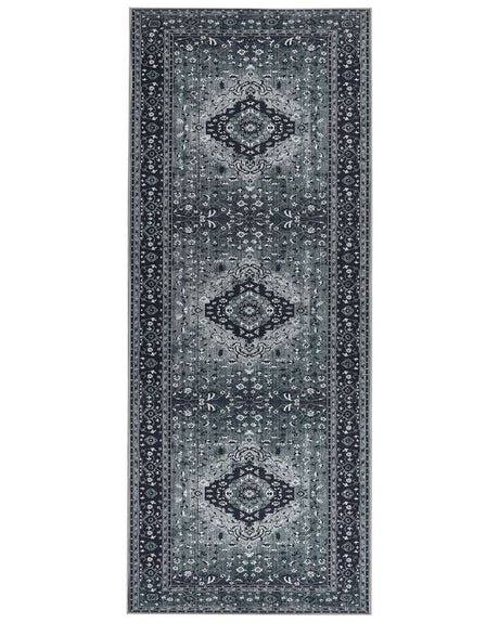 Runner Rug Grey Polyester 80 x 200 cm Hallway Kitchen Runner Long Carpet Anti-Slip Backing Beliani