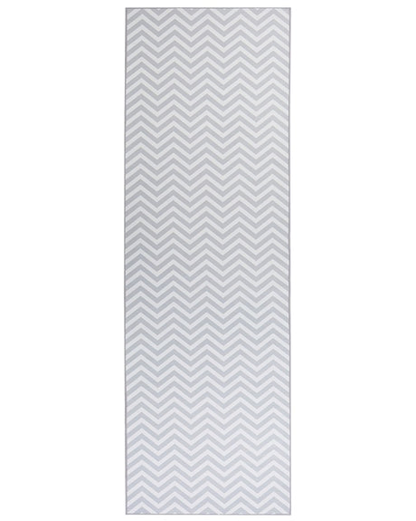 Runner Rug White Grey Polyester 80 x 240  cm Rectangular Chevron Design  Beliani