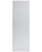 Runner Rug White Grey Polyester 80 x 240  cm Rectangular Chevron Design  Beliani