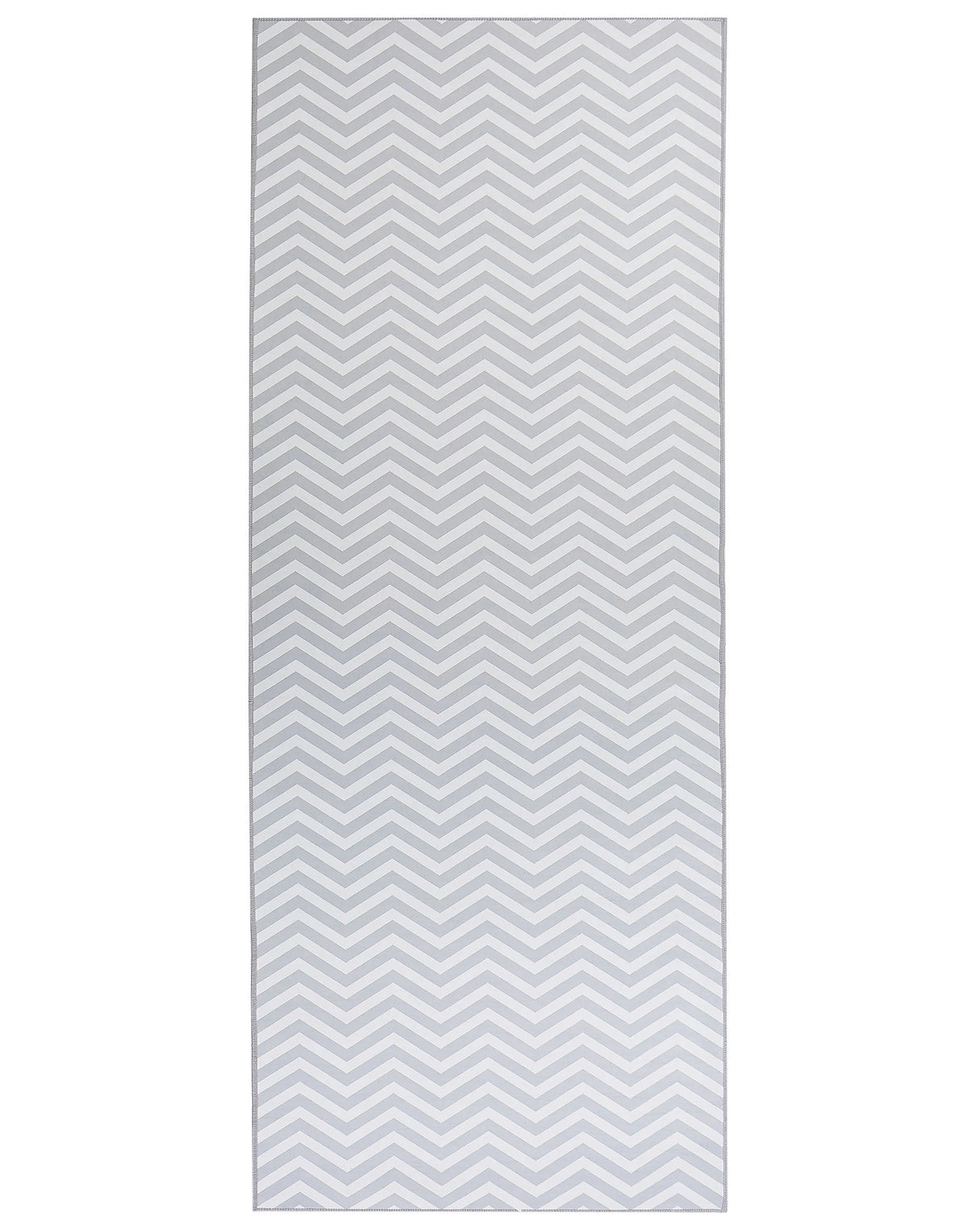 Runner Rug White Grey Polyester 80 x 200 cm Rectangular Chevron Design Beliani