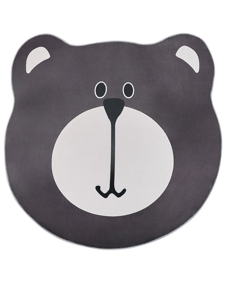 Area Rug Brown   120 cm Bear Shape Low Pile for Children Playroom  Beliani