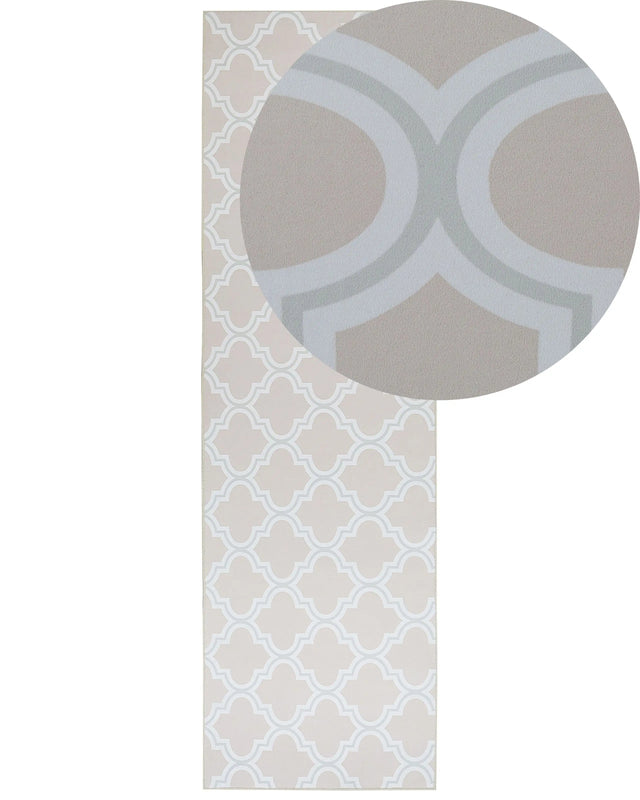 Runner Rug Runner Beige Polyester 60 x 200 cm Oriental Quatrefoil Pattern Living Room Bedroom Decorations Beliani