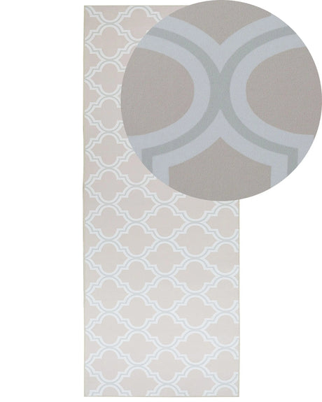 Runner Rug Runner Beige Polyester 80 x 200 cm Oriental Quatrefoil Pattern Living Room Bedroom Decorations Beliani
