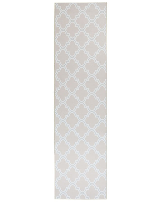 Runner Rug Runner Beige Polyester 80 x 300 cm Oriental Quatrefoil Pattern Living Room Bedroom Decorations Beliani