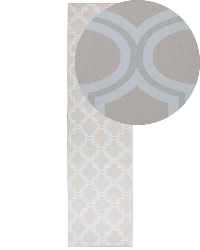 Runner Rug Runner Beige Polyester 80 x 300 cm Oriental Quatrefoil Pattern Living Room Bedroom Decorations Beliani