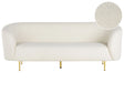 3 Seater Sofa White Boucle Fabric Soft Nubby Gold Legs Retro Glam Art Decor Style Beliani