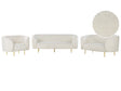 Living Room Set White Boucle Fabric Soft Nubby Gold Legs 3 Seater Sofa Loveseat Armchair Retro Glam Art Decor Style Beliani