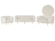 Living Room Set White Boucle Fabric Soft Nubby Gold Legs 3 Seater Sofa Loveseat Armchair Retro Glam Art Decor Style Beliani